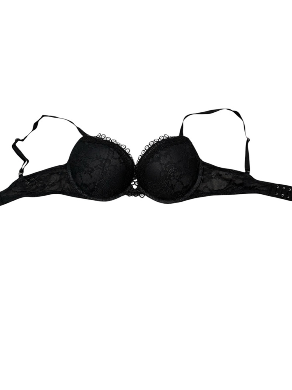 304. Victoria Secret Black Lace Push-Up Bra - Women Intimates Size 34D